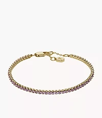 Ellis Pavé Glitz Amethyst Color Gold-Tone Brass Tennis Chain Bracelet