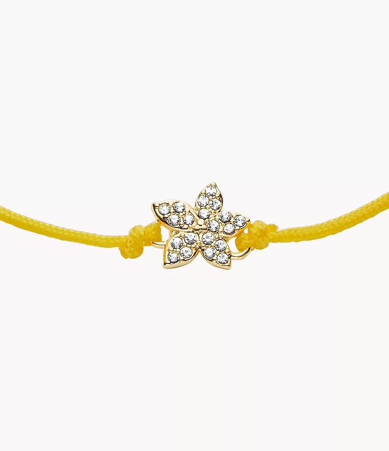 Sutton Mini Moments Yellow Gold-Tone Brass Pavé Flower Bracelet