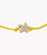 Sutton Mini Moments Yellow Gold-Tone Brass Pavé Flower Bracelet