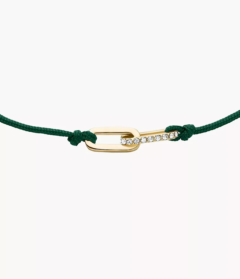 Sutton Mini Moments Green Gold-Tone Brass Pavé Link Bracelet