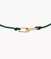 Sutton Mini Moments Green Gold-Tone Brass Pavé Link Bracelet