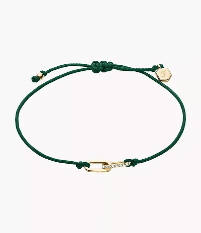Sutton Mini Moments Green Gold-Tone Brass Pavé Link Bracelet