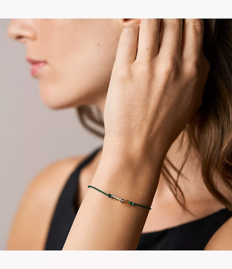 Sutton Mini Moments Green Gold-Tone Brass Pavé Link Bracelet