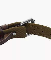 Everett Color Pop Green And Brown Leather Strap Bracelet