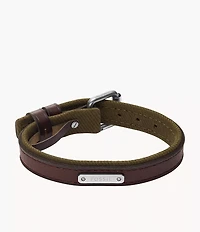 Everett Color Pop Green And Brown Leather Strap Bracelet