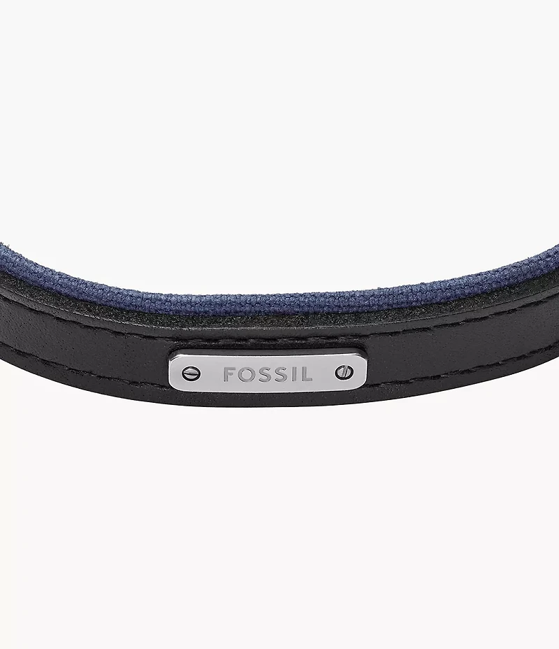 Everett Color Pop Midnight Blue and Black Leather Strap Bracelet