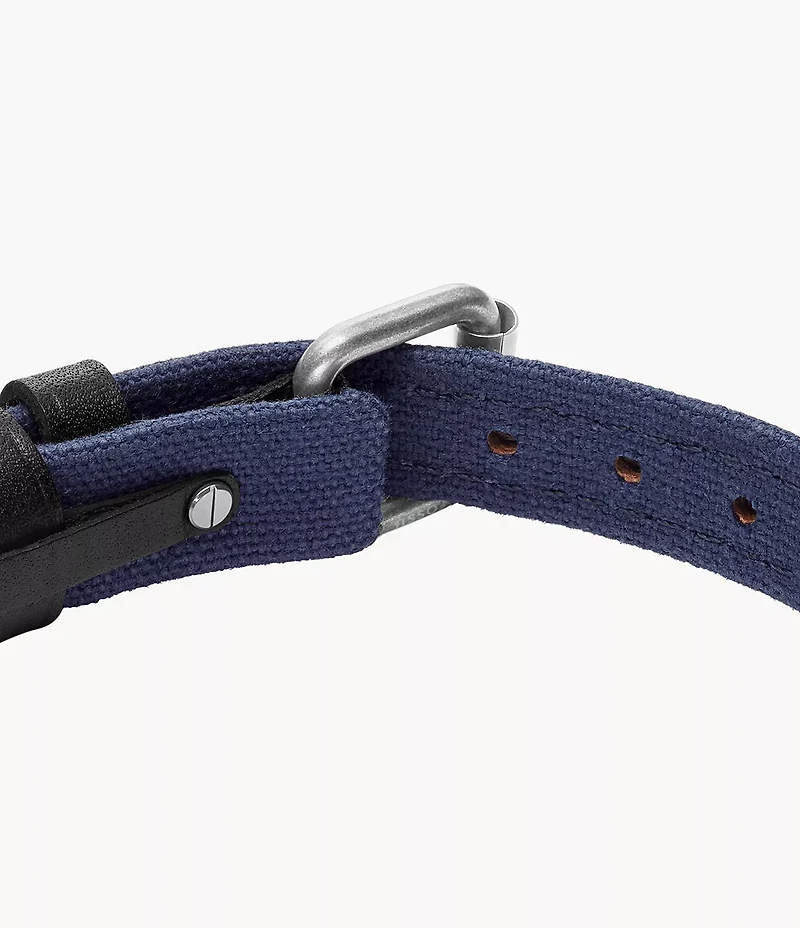 Everett Color Pop Midnight Blue and Black Leather Strap Bracelet