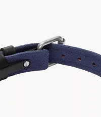 Everett Color Pop Midnight Blue and Black Leather Strap Bracelet