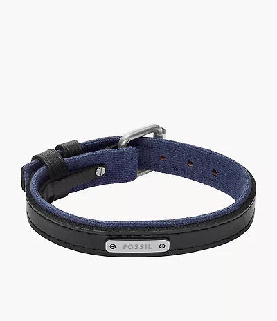 Everett Color Pop Midnight Blue and Black Leather Strap Bracelet
