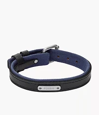 Everett Color Pop Midnight Blue and Black Leather Strap Bracelet