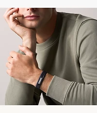 Everett Color Pop Midnight Blue and Black Leather Strap Bracelet