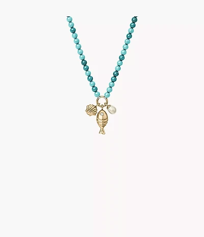 Sutton By The Sea Turquoise Blue Acrylic Beaded Shell Necklace