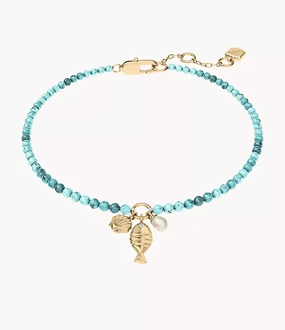 Sutton By The Sea Turquoise Blue Acrylic Beaded Shell Bracelet