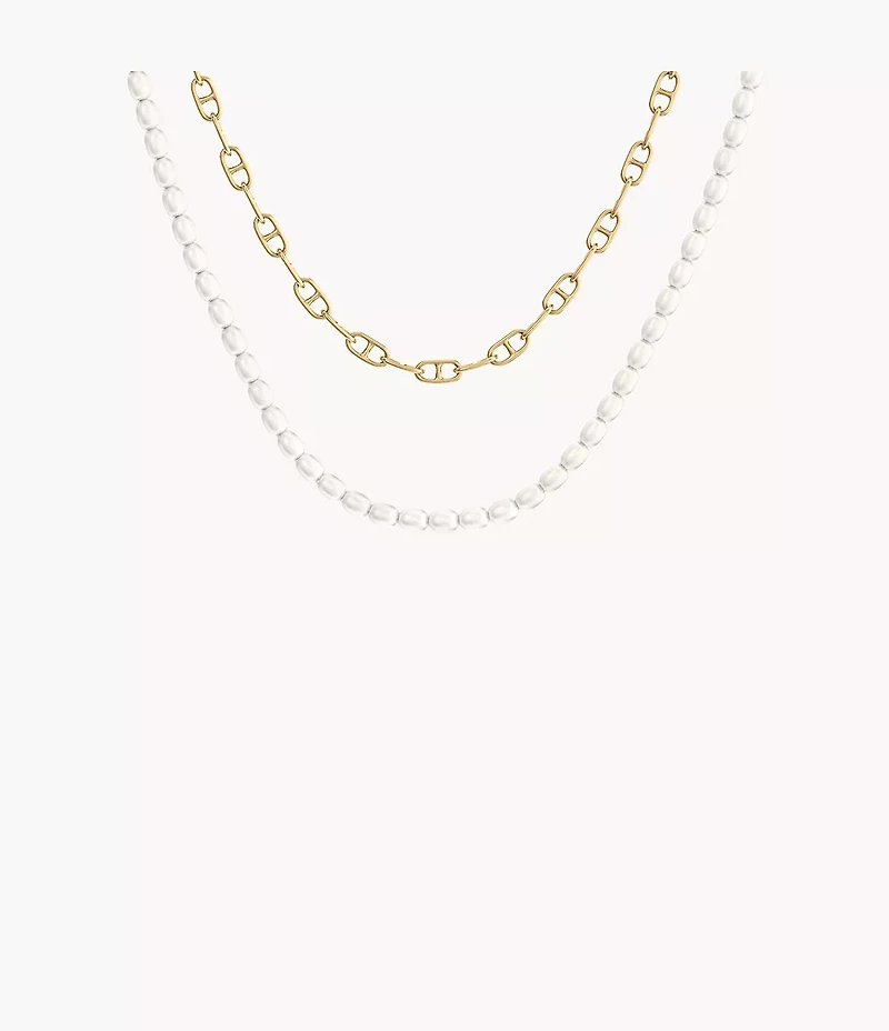 Heritage Pearl D-Link Gold-Tone Brass Multi-Strand Necklace
