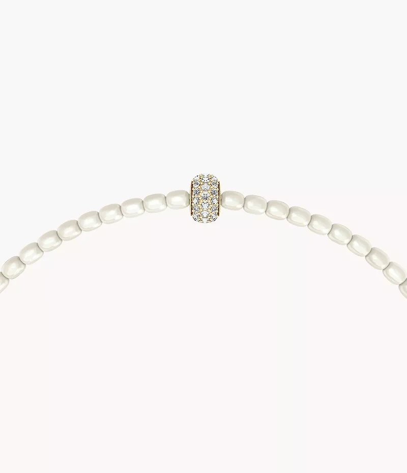 Sutton Mini Moments White Acrylic Pearl Beaded Rondelle Bracelet
