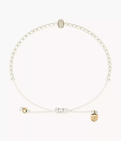 Sutton Mini Moments White Acrylic Pearl Beaded Rondelle Bracelet