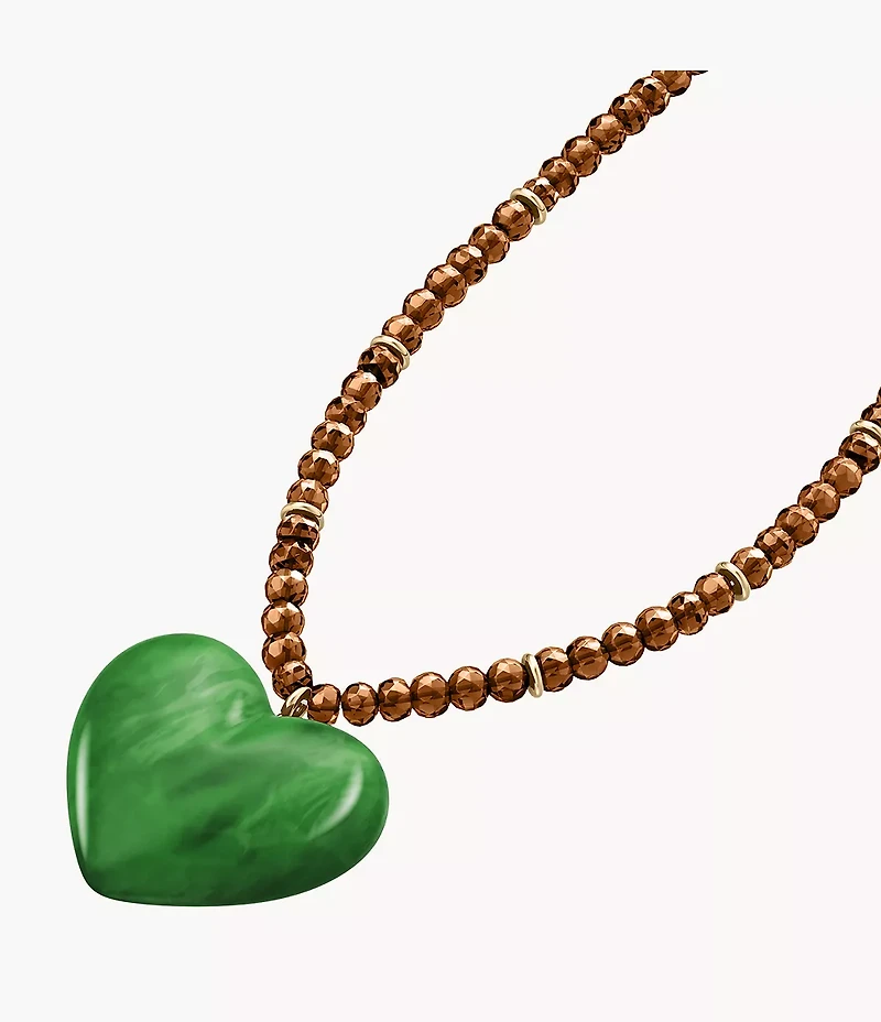 Resin Collection Green Resin Heart Pendant Necklace