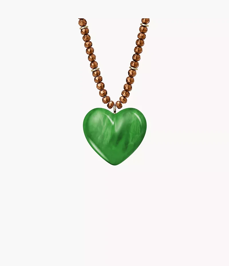 Resin Collection Green Resin Heart Pendant Necklace