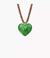 Resin Collection Green Resin Heart Pendant Necklace