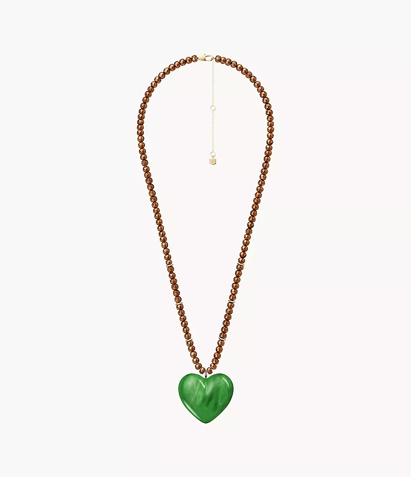 Resin Collection Green Resin Heart Pendant Necklace