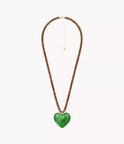 Resin Collection Green Resin Heart Pendant Necklace