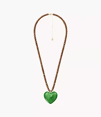 Resin Collection Green Resin Heart Pendant Necklace