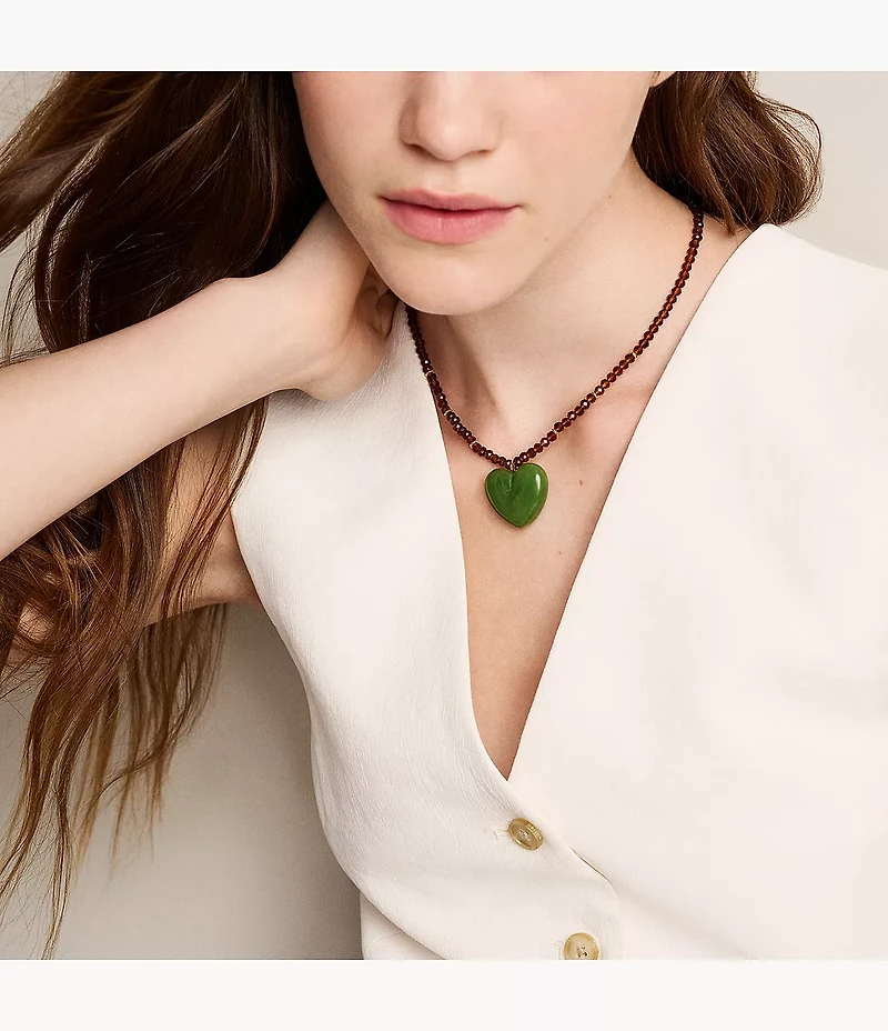 Resin Collection Green Resin Heart Pendant Necklace