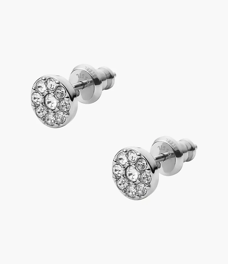Ellis Disc Silver-Tone Stainless Steel Stud Earrings