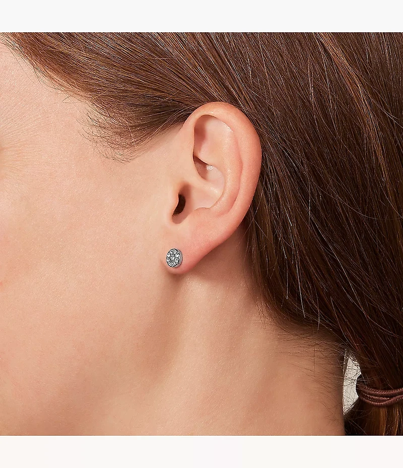 Ellis Disc Silver-Tone Stainless Steel Stud Earrings