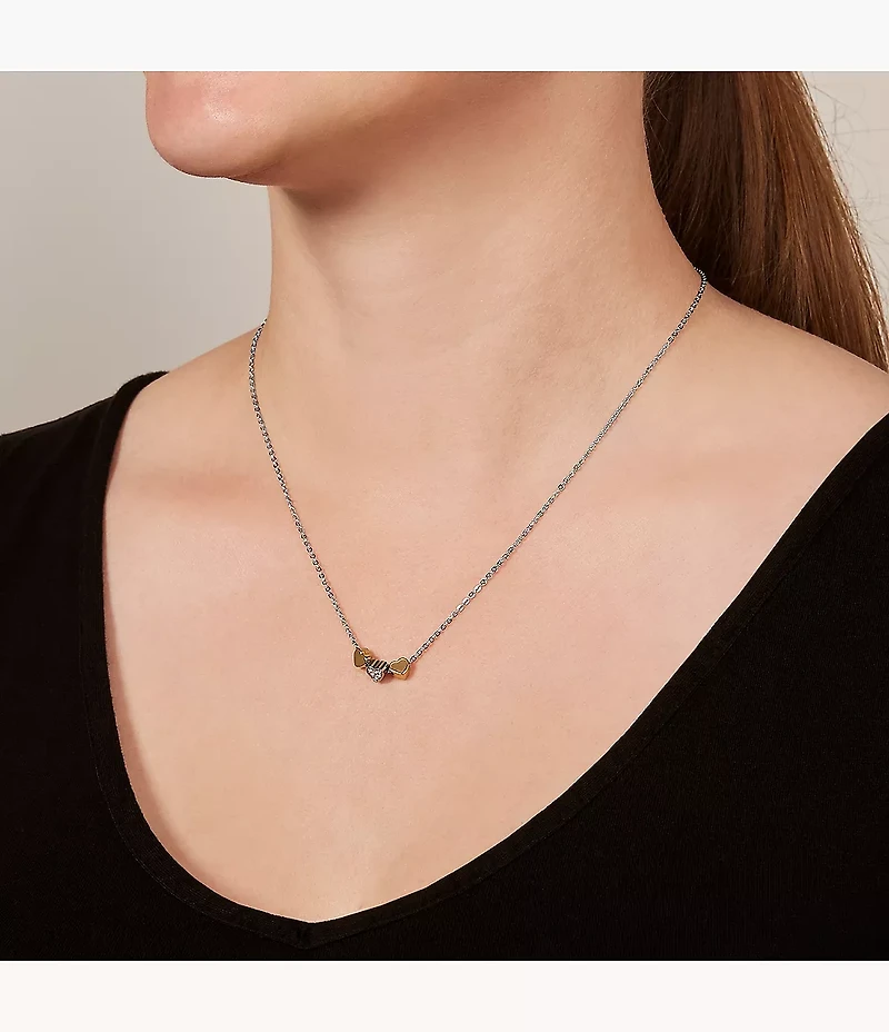 Sutton Heart Tri-Tone Steel Necklace