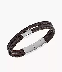 Townsman Brown Multi-Strand Braided Leather Bracelet