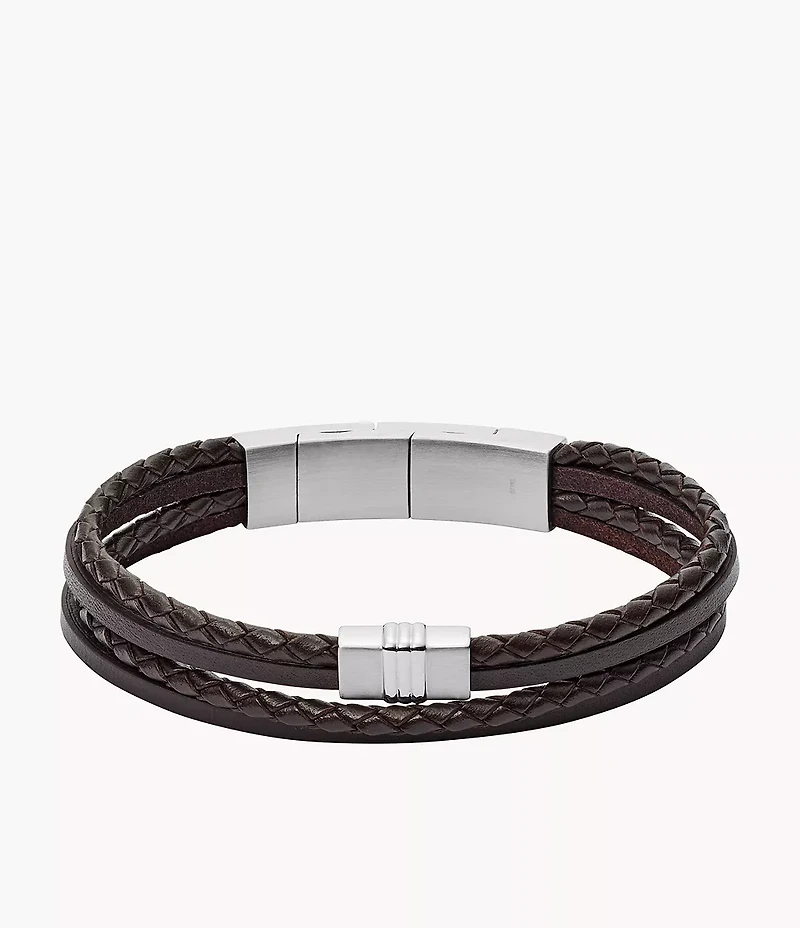 Brown Multi-Strand Braided Leather Bracelet