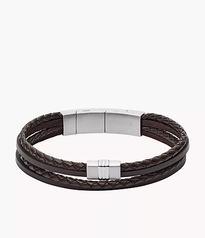 Brown Multi-Strand Braided Leather Bracelet
