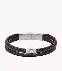 Brown Multi-Strand Braided Leather Bracelet
