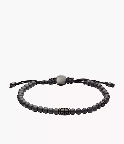 Everett Hematite and Black Lava Stone Bracelet