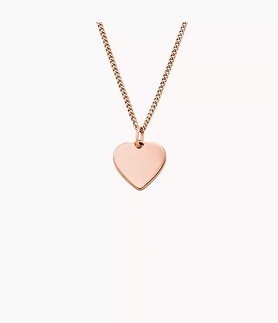 Ellis Heart Rose Gold-Tone Stainless Steel Necklace