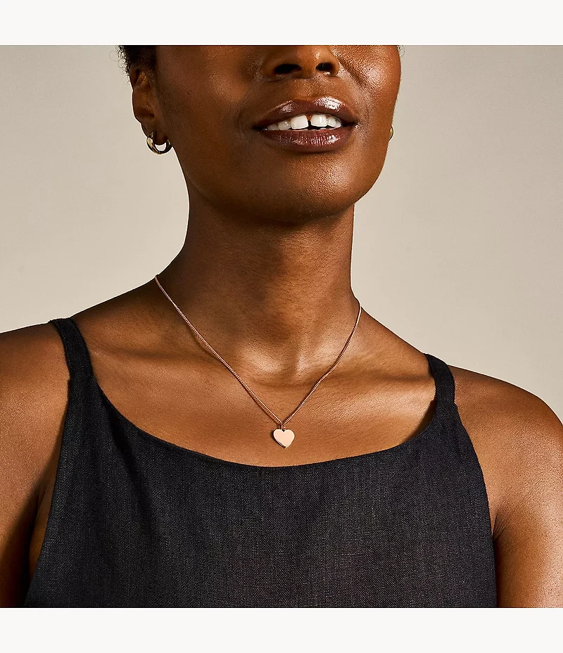 Ellis Heart Rose Gold-Tone Stainless Steel Necklace