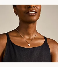 Ellis Heart Rose Gold-Tone Stainless Steel Necklace