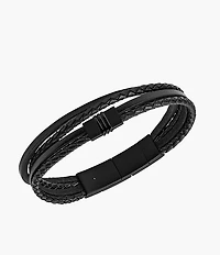 Townsman Multi-Strand Black Leather Bracelet