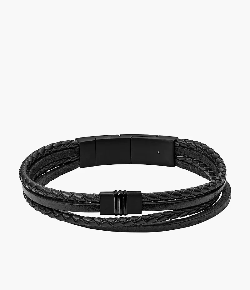 Townsman Multi-Strand Black Leather Bracelet
