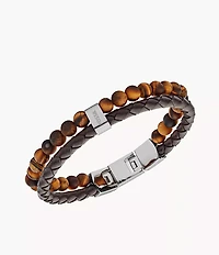 Townsman Tiger's Eye and Brown Leather Bracelet