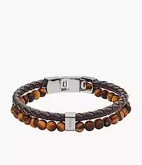 Townsman Tiger's Eye and Brown Leather Bracelet