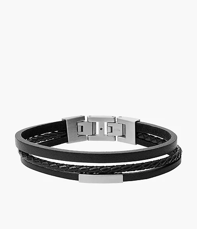 Townsman Black Multi-Strand Leather Bracelet