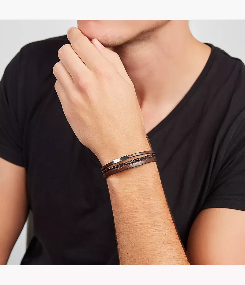 Brown Multi-Strand Leather Bracelet