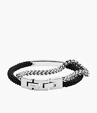 Ellis Black Nylon and Stainless Steel Double-Strand Bracelet