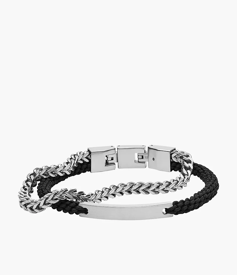 Ellis Black Nylon and Stainless Steel Double-Strand Bracelet