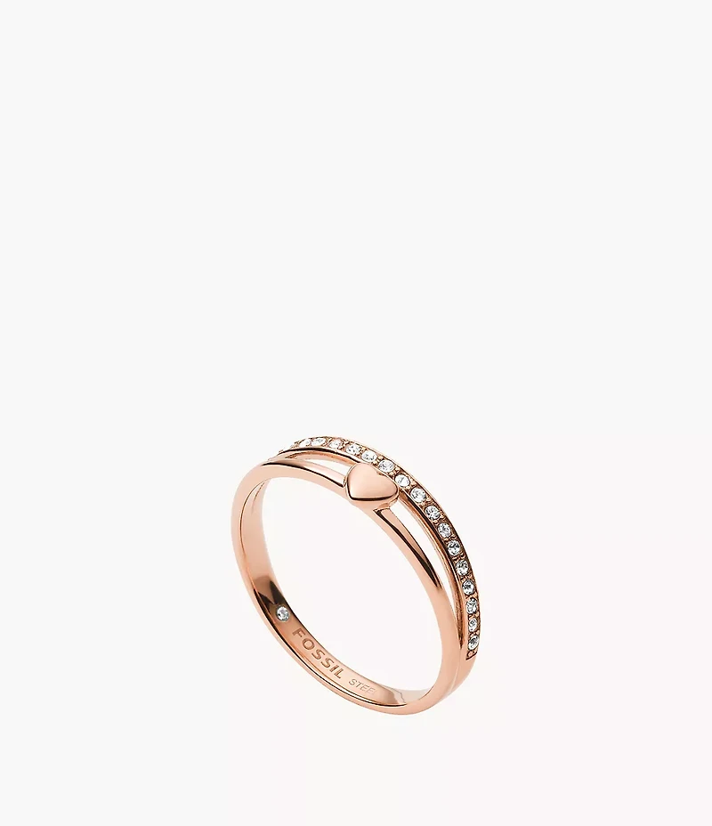 Sutton Hearts To You Rose Gold-Tone Stainless Steel Band Ring