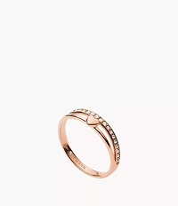 Sutton Hearts To You Rose Gold-Tone Stainless Steel Band Ring