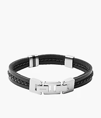Townsman Leather Essentials Black Leather Multi-Strand Bracelet