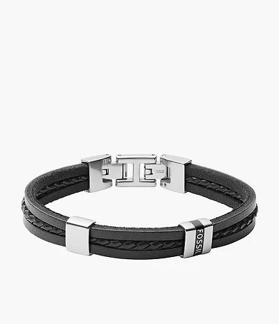 Townsman Leather Essentials Black Leather Multi-Strand Bracelet